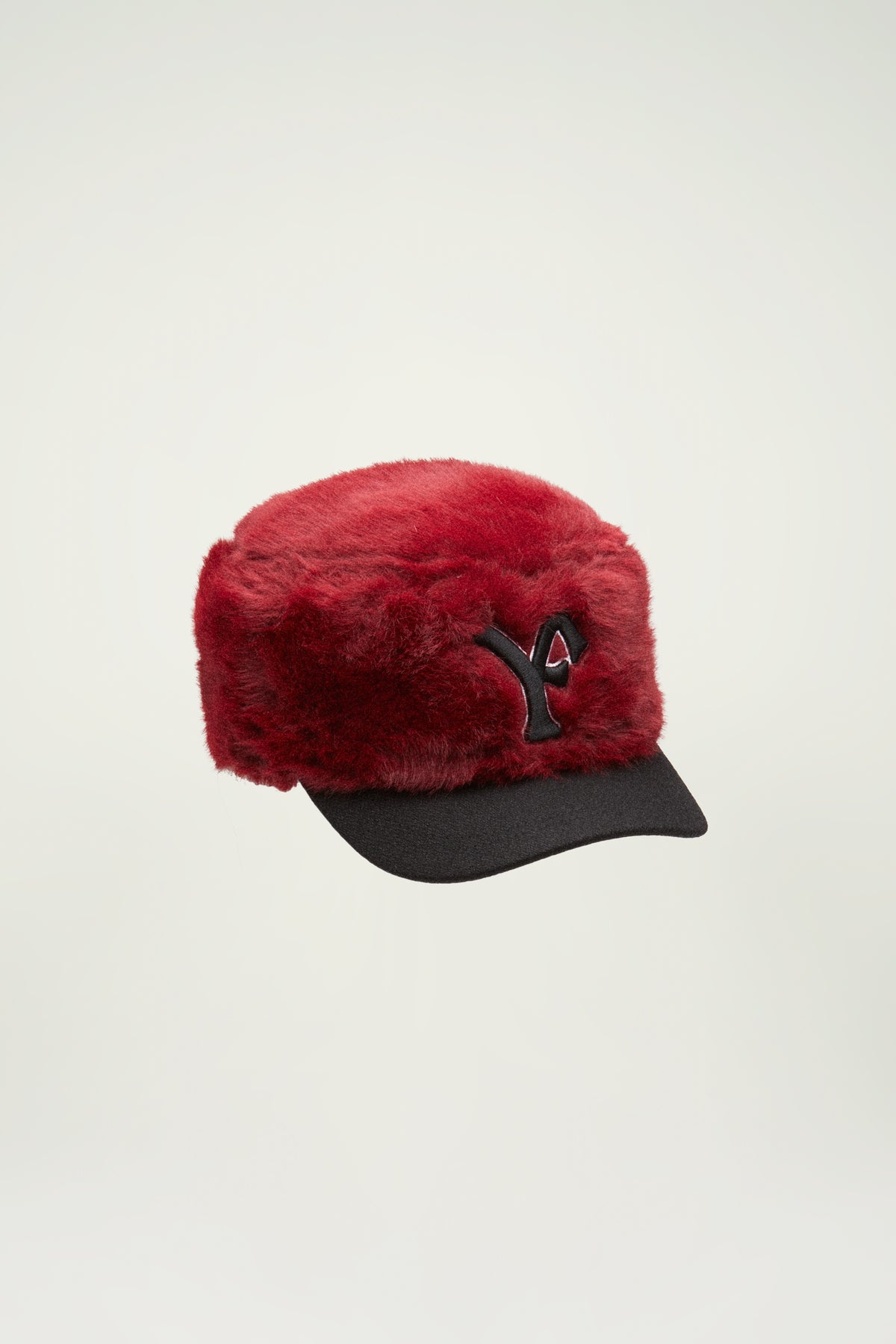 FUR PILLBOX HAT // RED