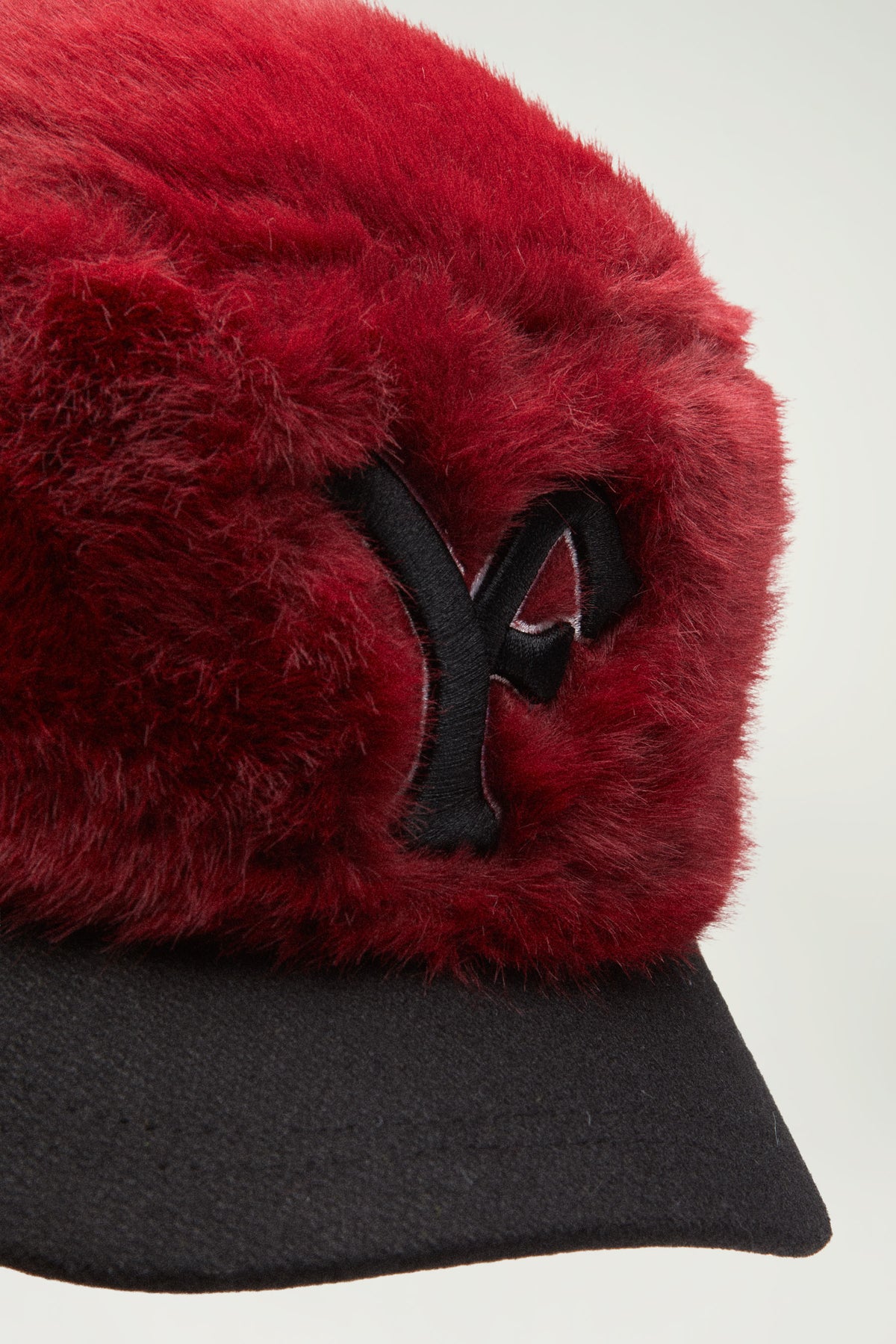 FUR PILLBOX HAT // RED
