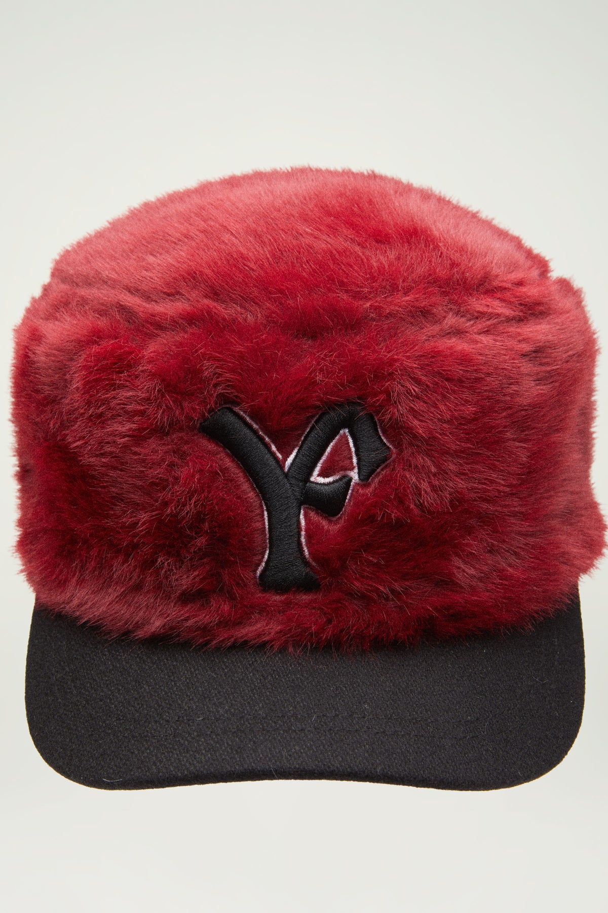 FUR PILLBOX HAT // RED